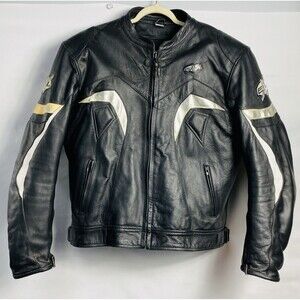 VTG EXL Motorcycle Genuine Leather Jacket Paddded Shoulder/sleeves Size 3XL